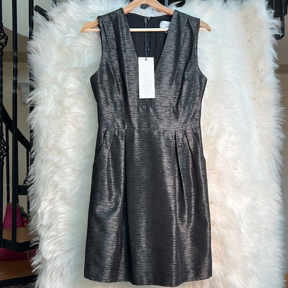 NWT Adam by Adam Lippes “Deep V Adam Dress” black